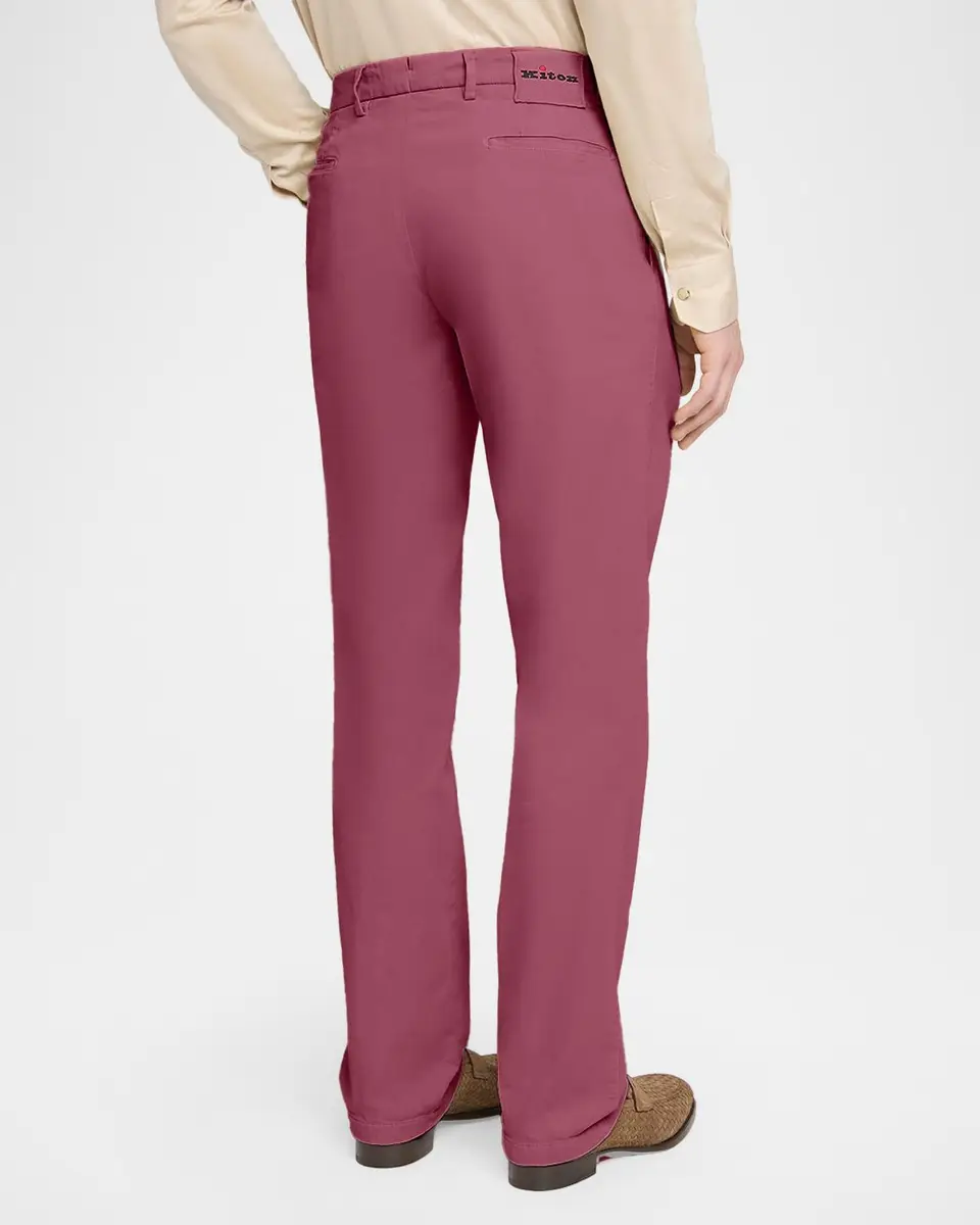 Kiton Men's Lyocell Straight-Leg Flat-Front Pants | Thumbnail 3