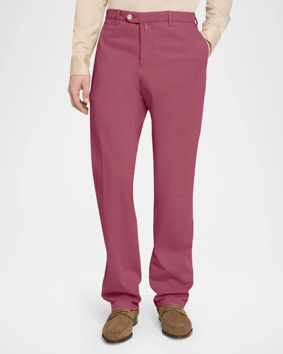 Kiton Men's Lyocell Straight-Leg Flat-Front Pants | Thumbnail 4