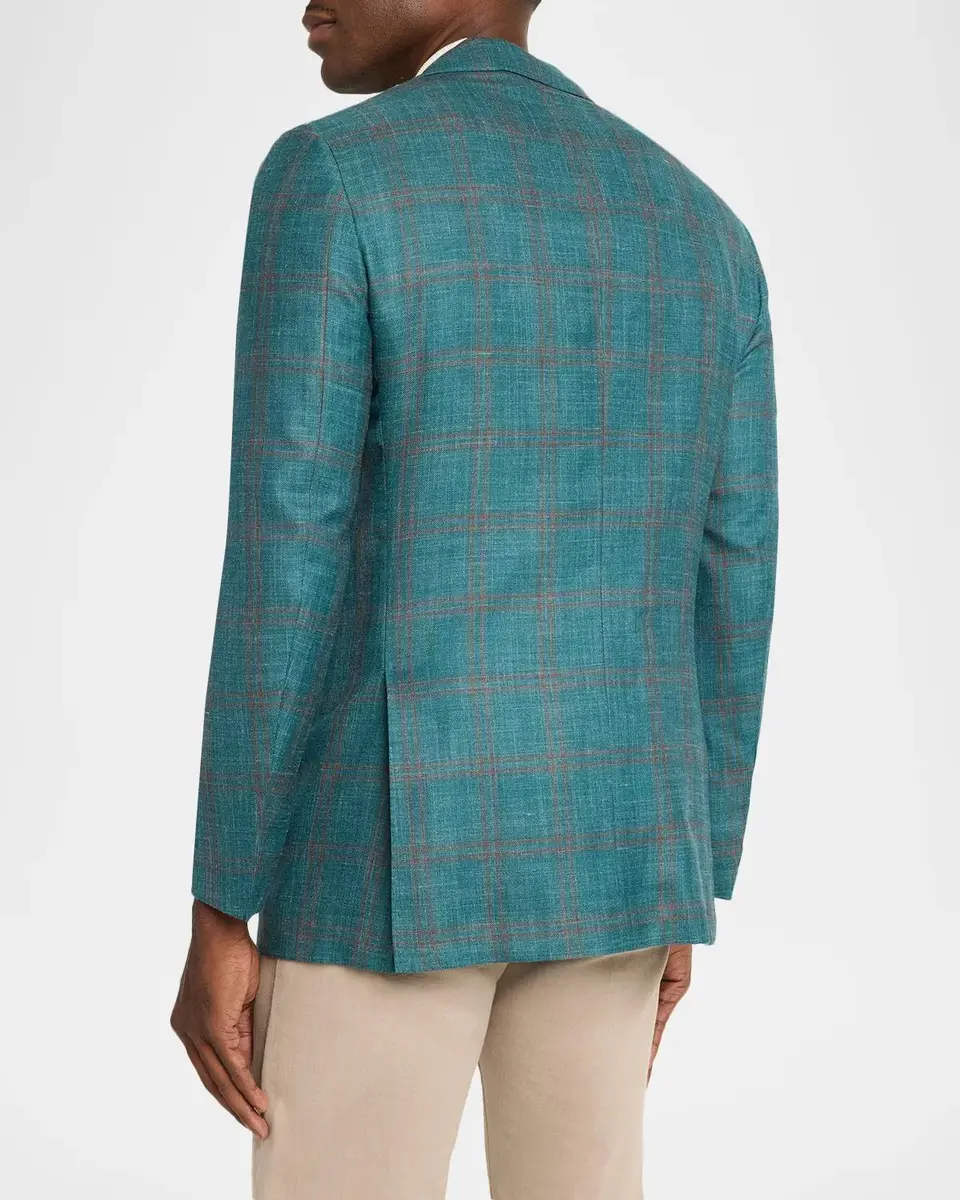 Kiton Men's Wool Plaid Single-Breasted Sport Coat | Thumbnail 3