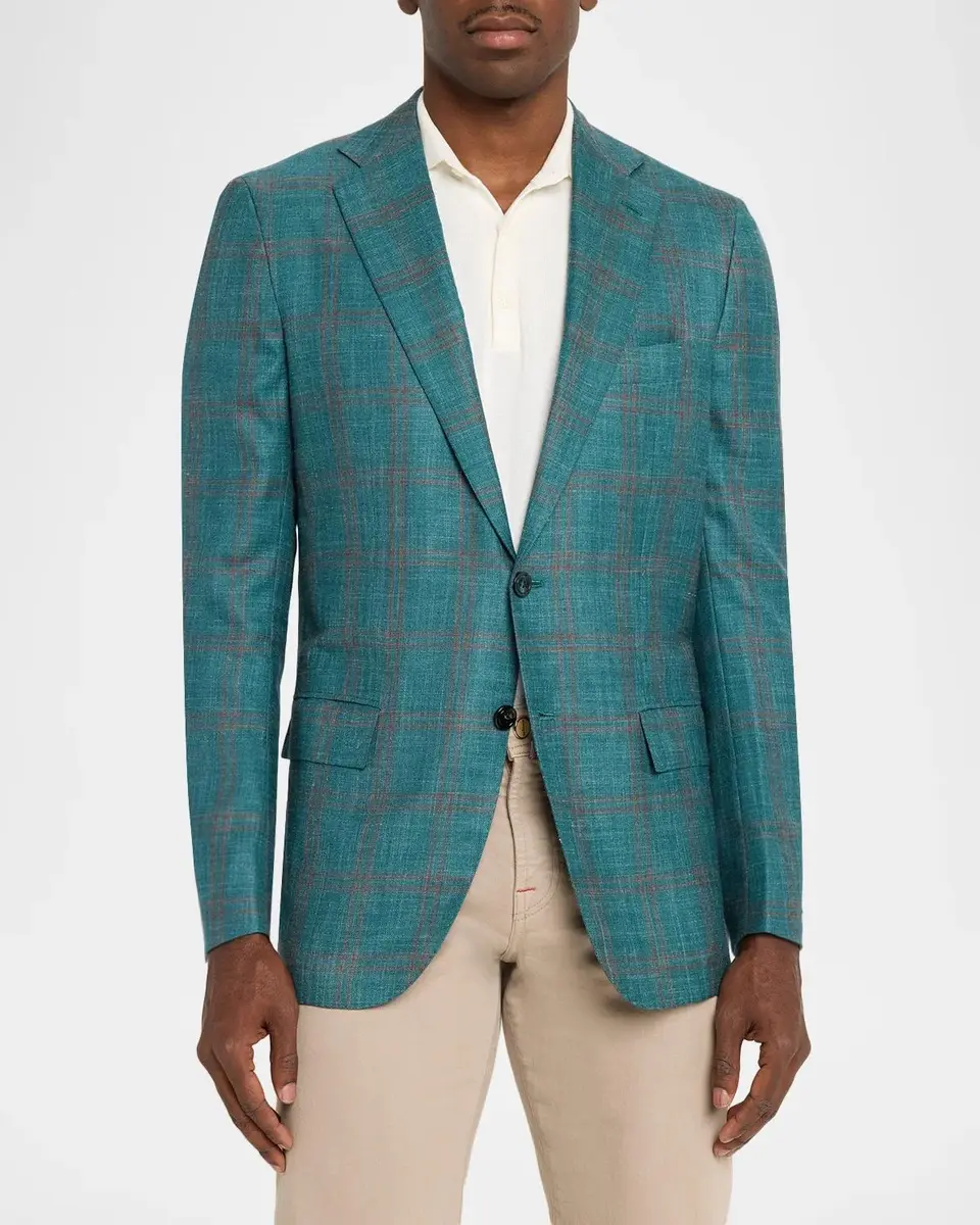 Kiton Men's Wool Plaid Single-Breasted Sport Coat | Thumbnail 4