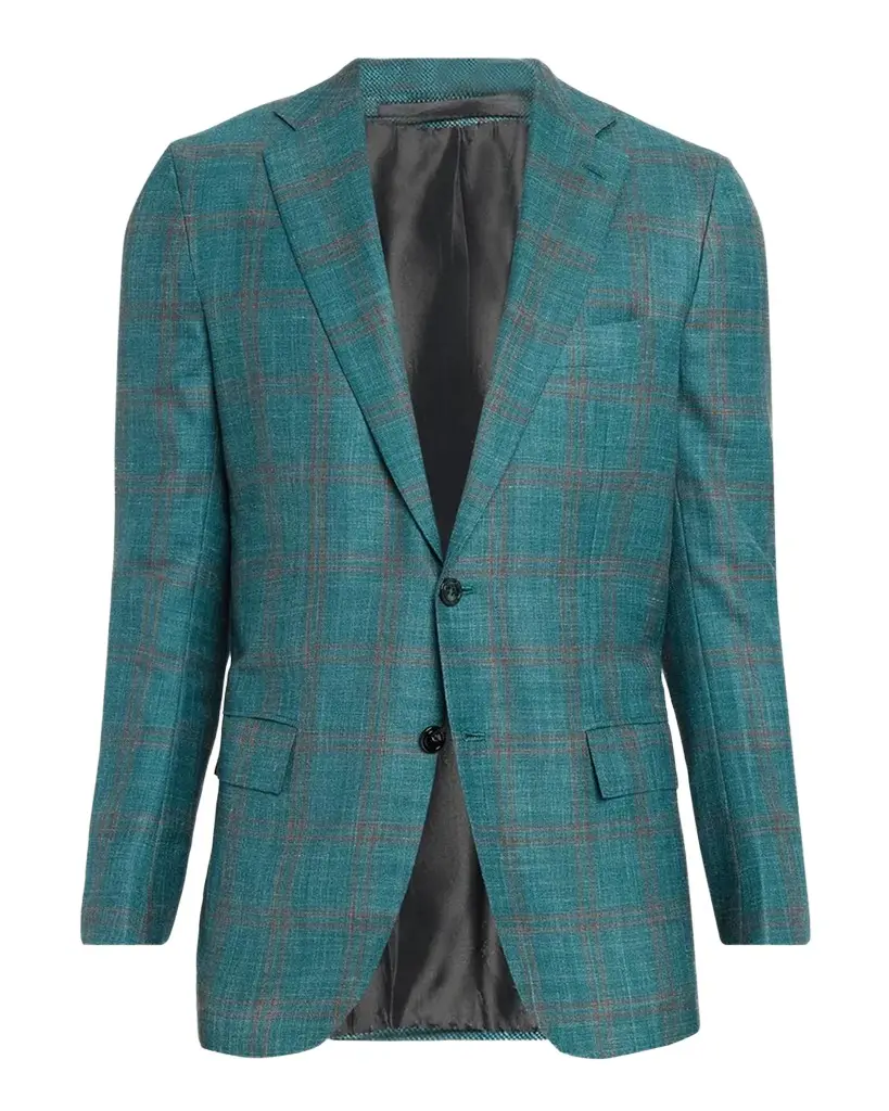 Kiton Men's Wool Plaid Single-Breasted Sport Coat