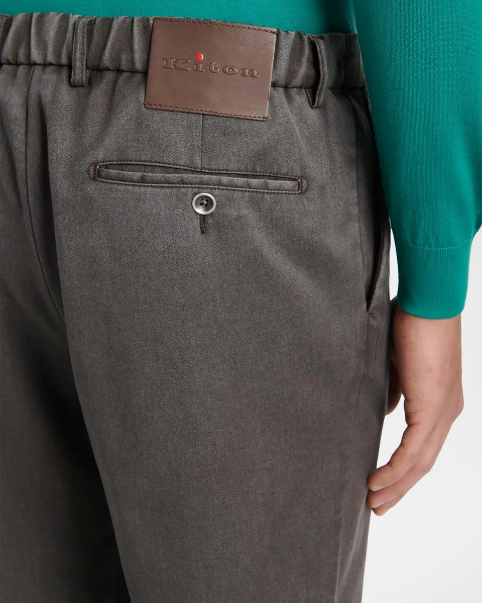Kiton Men's Washed Wool Straight Leg Trousers | Thumbnail 5