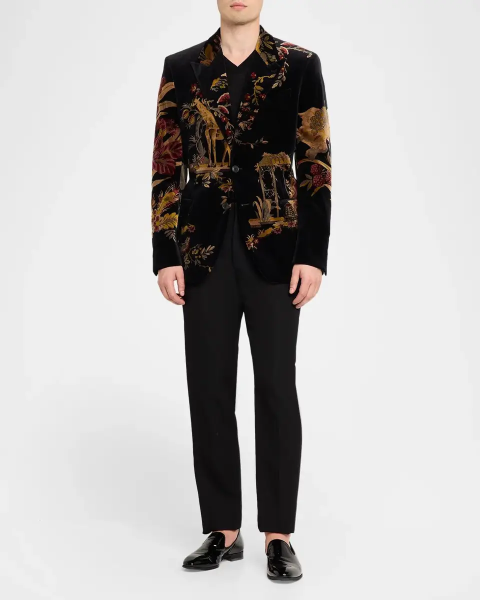 Etro Men's Giraffe Stretch-Cotton Velvet Jacket | Thumbnail 2 Etro Men's Giraffe Stretch-Cotton Velvet Jacket | Thumbnail 2