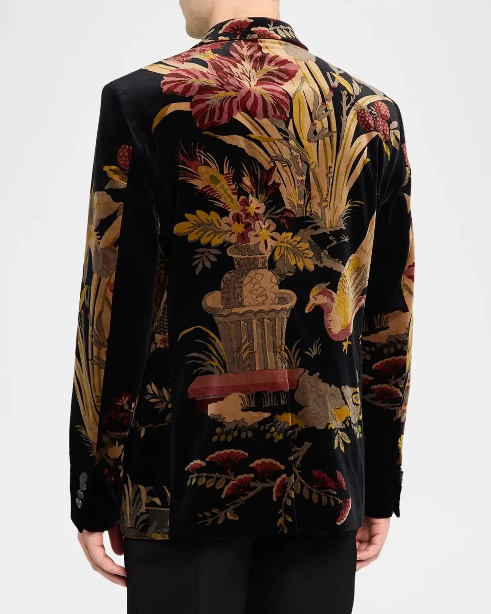 Etro Men's Giraffe Stretch-Cotton Velvet Jacket | Thumbnail 3 Etro Men's Giraffe Stretch-Cotton Velvet Jacket | Thumbnail 3