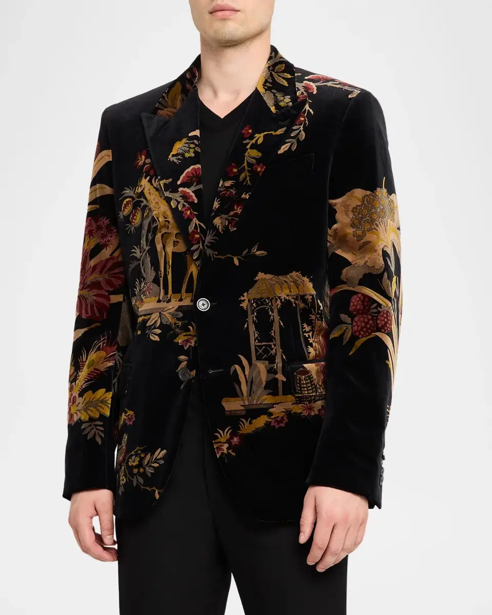Etro Men's Giraffe Stretch-Cotton Velvet Jacket | Thumbnail 4 Etro Men's Giraffe Stretch-Cotton Velvet Jacket | Thumbnail 4