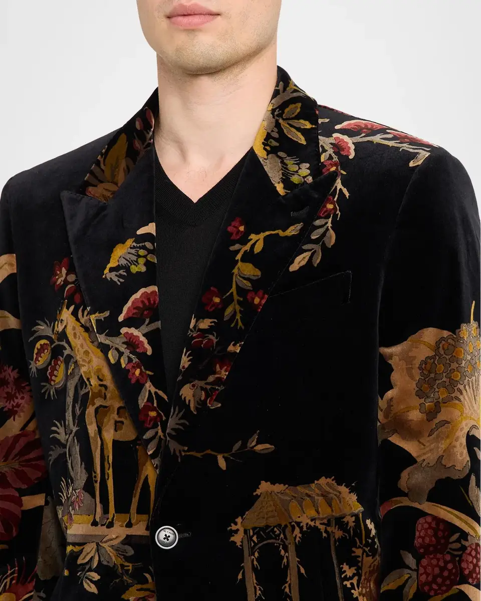Etro Men's Giraffe Stretch-Cotton Velvet Jacket | Thumbnail 5 Etro Men's Giraffe Stretch-Cotton Velvet Jacket | Thumbnail 5
