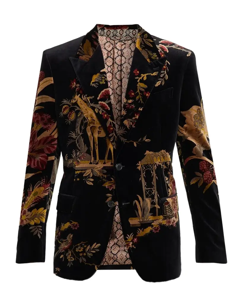 Etro Men's Giraffe Stretch-Cotton Velvet Jacket