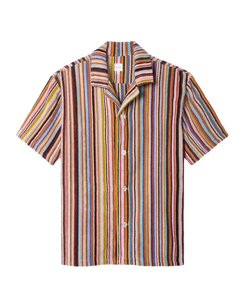 Paul Smith Men's Striped Cotton Camp Shirt