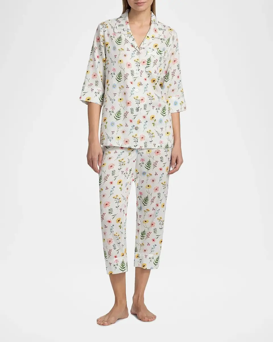 Papinelle Elodie Wildflower Cotton Crop Pajamas | Thumbnail 2 Papinelle Elodie Wildflower Cotton Crop Pajamas | Thumbnail 2