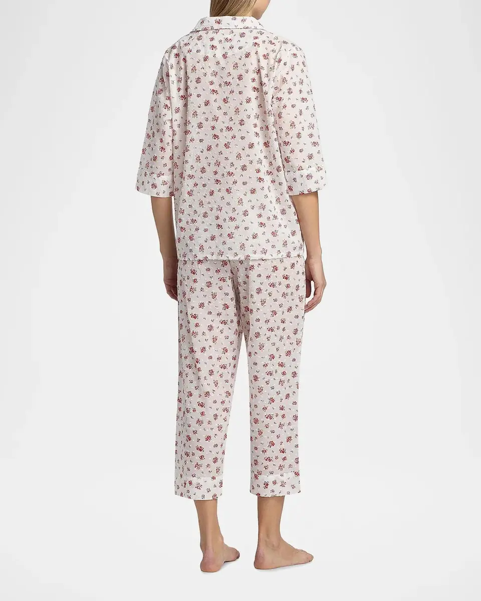 Papinelle Swiss Dot Floral Cotton Crop Pajamas | Thumbnail 3 Papinelle Swiss Dot Floral Cotton Crop Pajamas | Thumbnail 3
