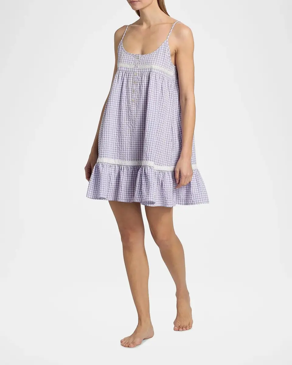 Papinelle Seersucker Gingham Strappy Nightie | Thumbnail 2 Papinelle Seersucker Gingham Strappy Nightie | Thumbnail 2