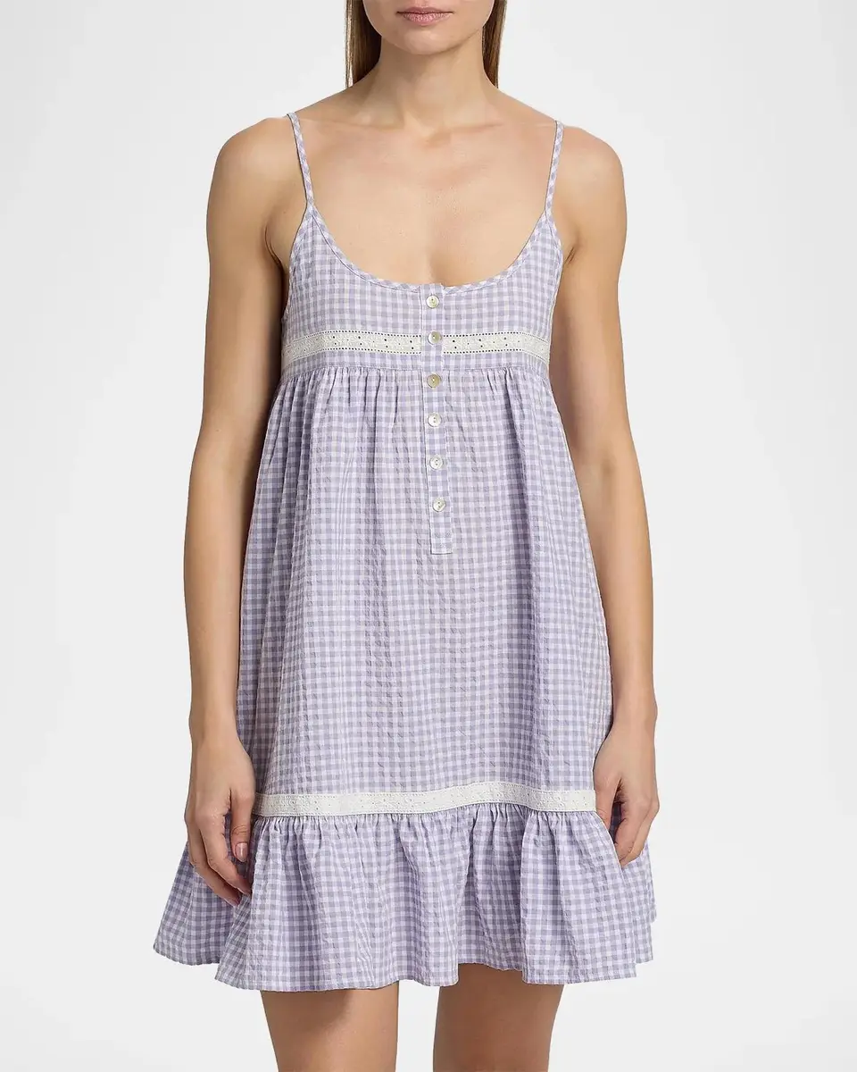 Papinelle Seersucker Gingham Strappy Nightie | Thumbnail 4 Papinelle Seersucker Gingham Strappy Nightie | Thumbnail 4