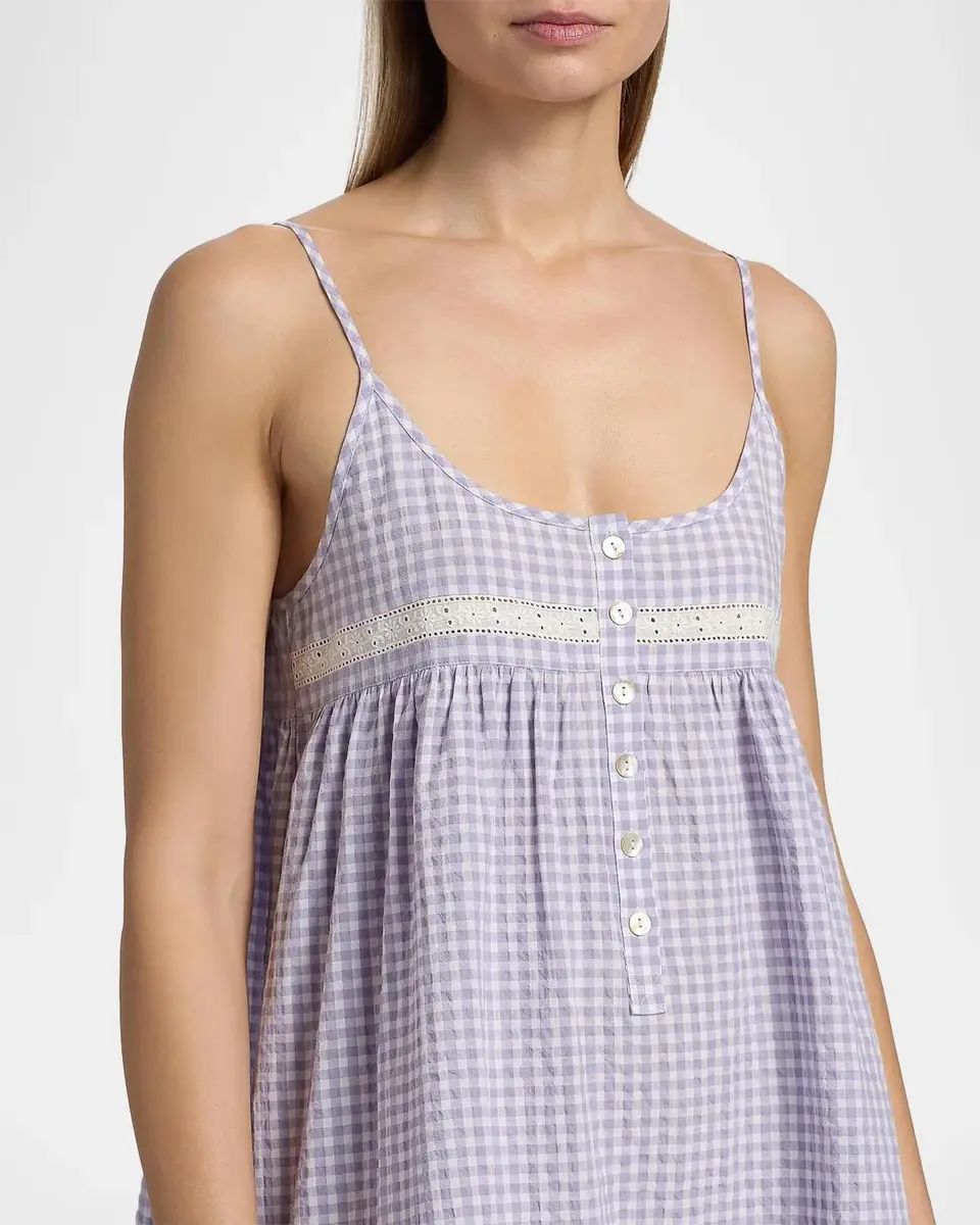 Papinelle Seersucker Gingham Strappy Nightie | Thumbnail 5 Papinelle Seersucker Gingham Strappy Nightie | Thumbnail 5