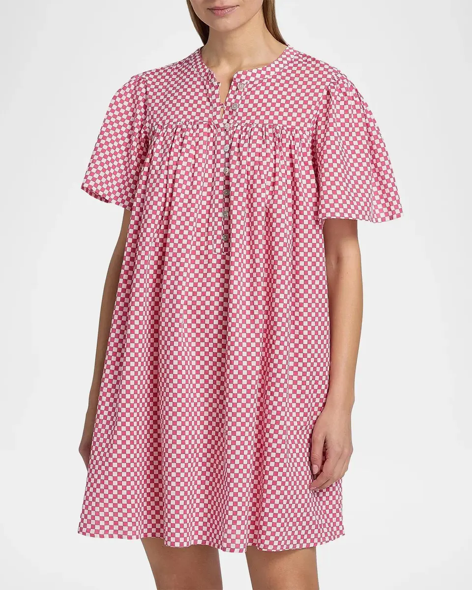 Papinelle Anais Checker Gathered Nightie | Thumbnail 4 Papinelle Anais Checker Gathered Nightie | Thumbnail 4