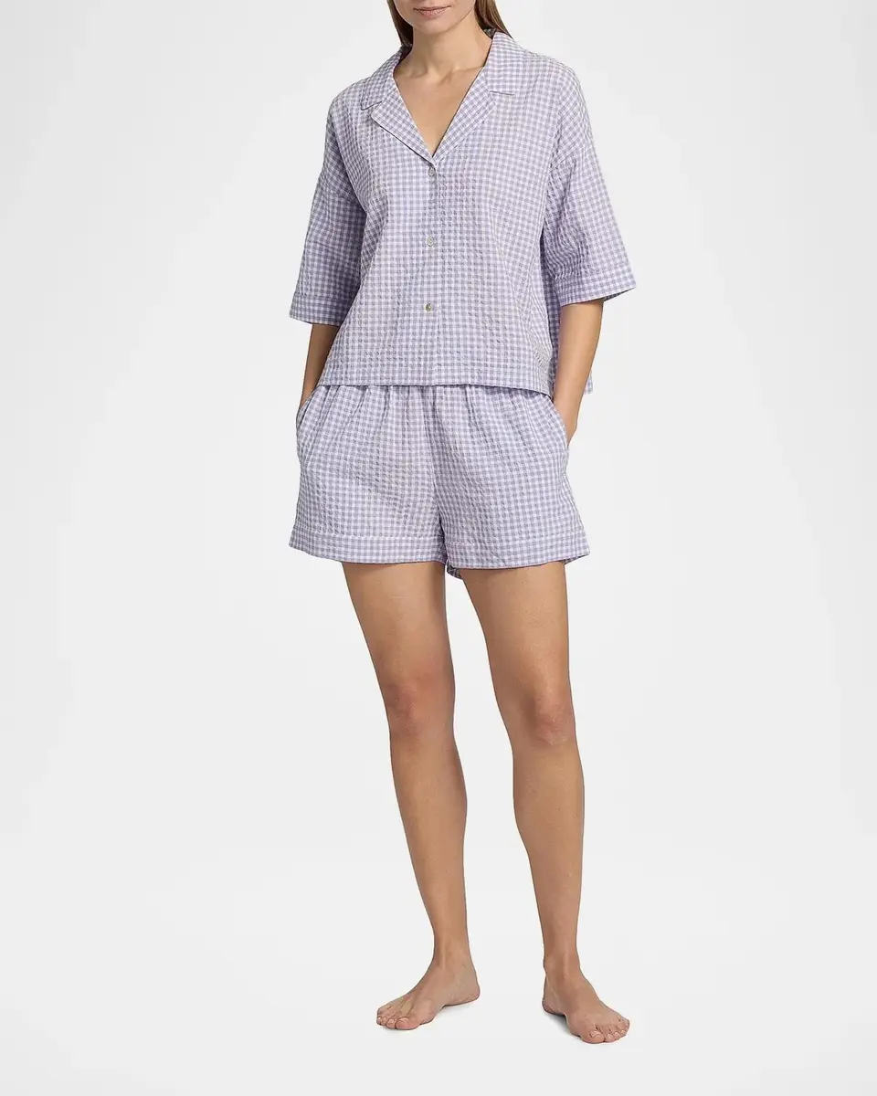Papinelle Seersucker Gingham Boxer Pajamas | Thumbnail 2 Papinelle Seersucker Gingham Boxer Pajamas | Thumbnail 2