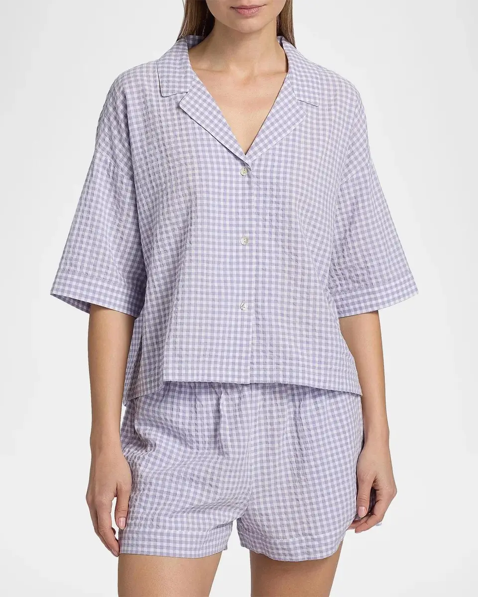Papinelle Seersucker Gingham Boxer Pajamas | Thumbnail 4 Papinelle Seersucker Gingham Boxer Pajamas | Thumbnail 4