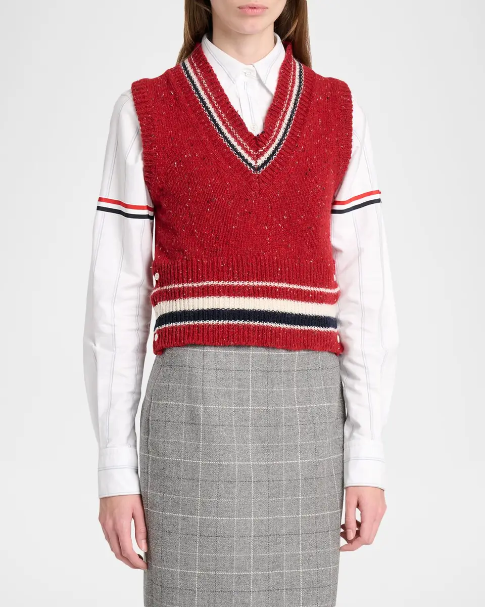 Thom Browne Hector Wool-Mohair Pointelle-Knit Sweater Vest | Thumbnail 4 Thom Browne Hector Wool-Mohair Pointelle-Knit Sweater Vest | Thumbnail 4