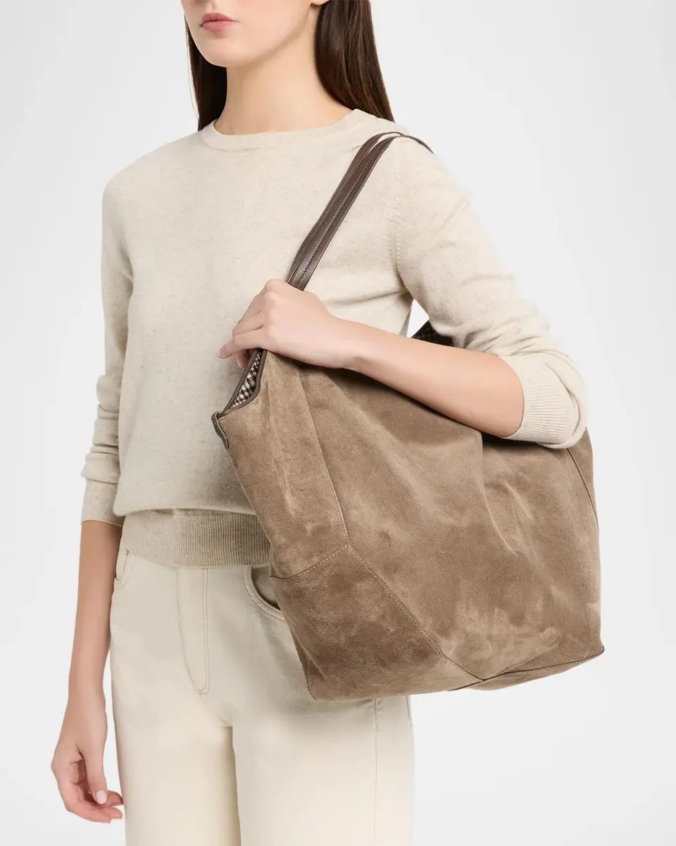 Brunello Cucinelli Reversible Suede Shopper Tote Bag | Thumbnail 2 Brunello Cucinelli Reversible Suede Shopper Tote Bag | Thumbnail 2