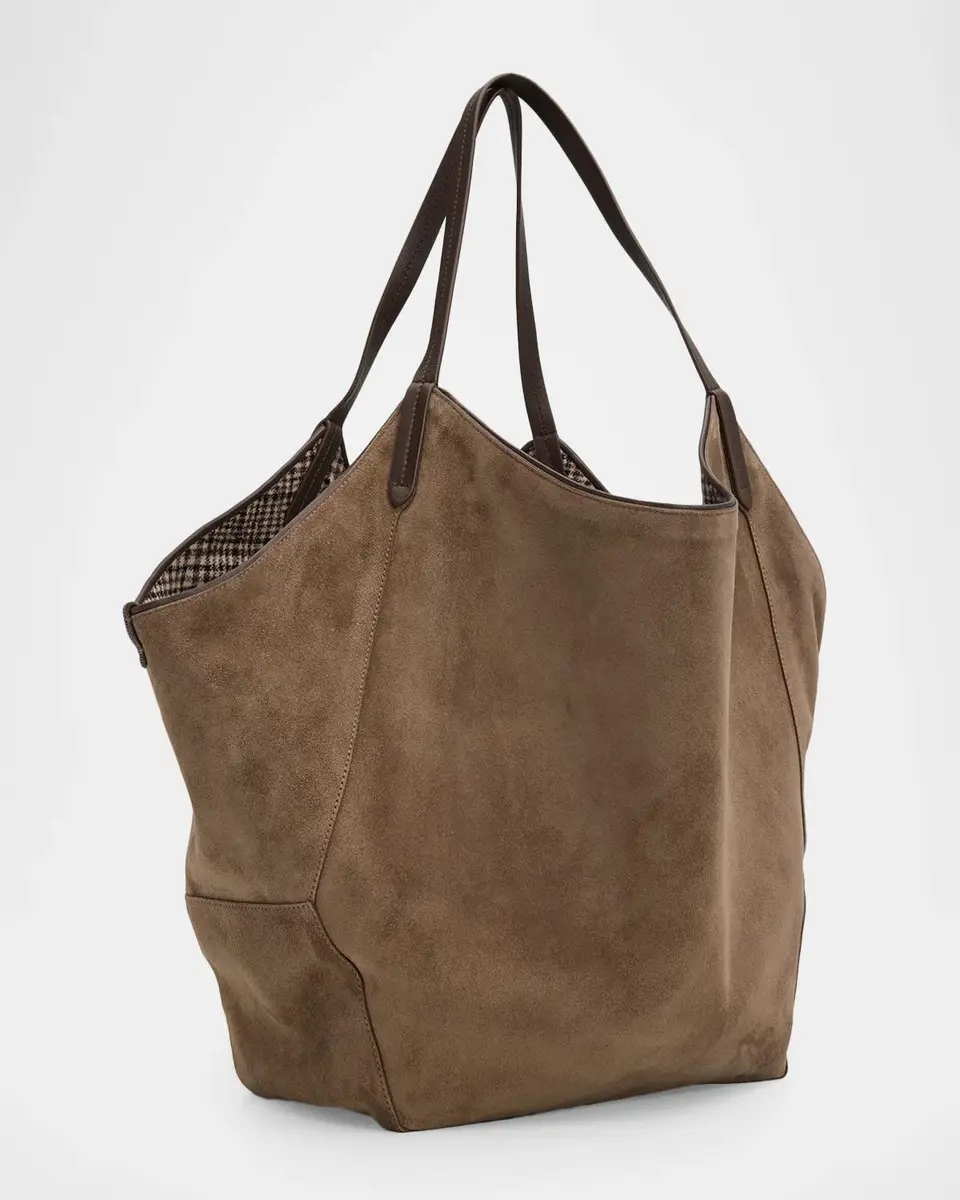 Brunello Cucinelli Reversible Suede Shopper Tote Bag | Thumbnail 3 Brunello Cucinelli Reversible Suede Shopper Tote Bag | Thumbnail 3