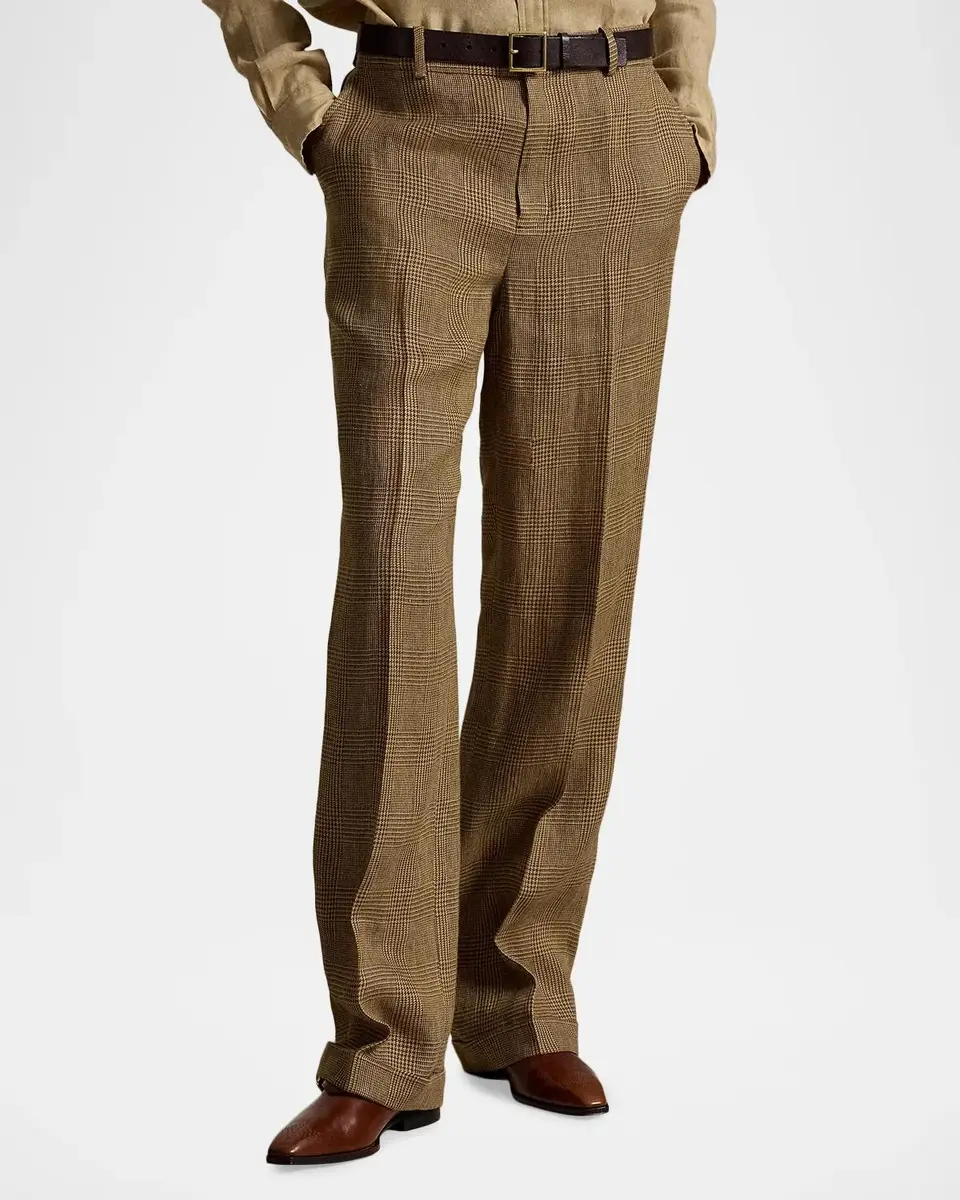 Polo Ralph Lauren Plaid Linen Relaxed Straight Pants | Thumbnail 4 Polo Ralph Lauren Plaid Linen Relaxed Straight Pants | Thumbnail 4
