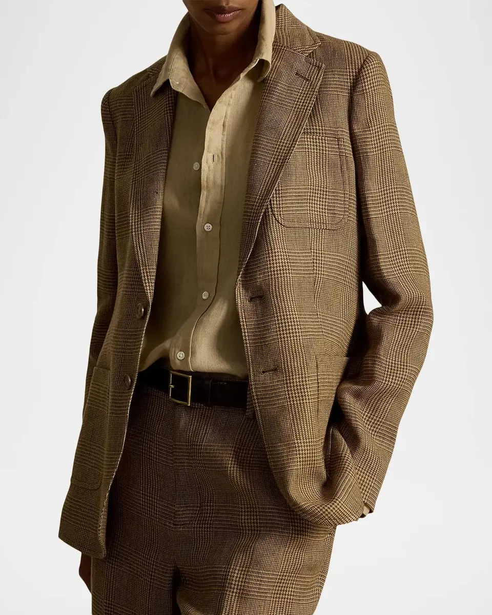 Polo Ralph Lauren Single-Breasted Glen Plaid Linen Blazer | Thumbnail 4 Polo Ralph Lauren Single-Breasted Glen Plaid Linen Blazer | Thumbnail 4