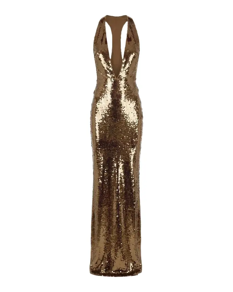 The New Arrivals by Ilkyaz Ozel Olympia Plunging Sequin Column Gown