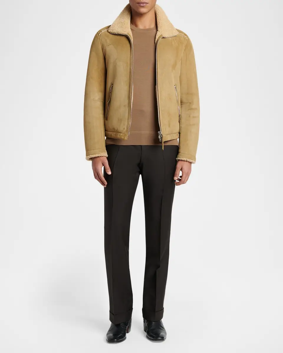 Tom Ford Men's Shearling-Trim Suede Jacket | Thumbnail 2 Tom Ford Men's Shearling-Trim Suede Jacket | Thumbnail 2