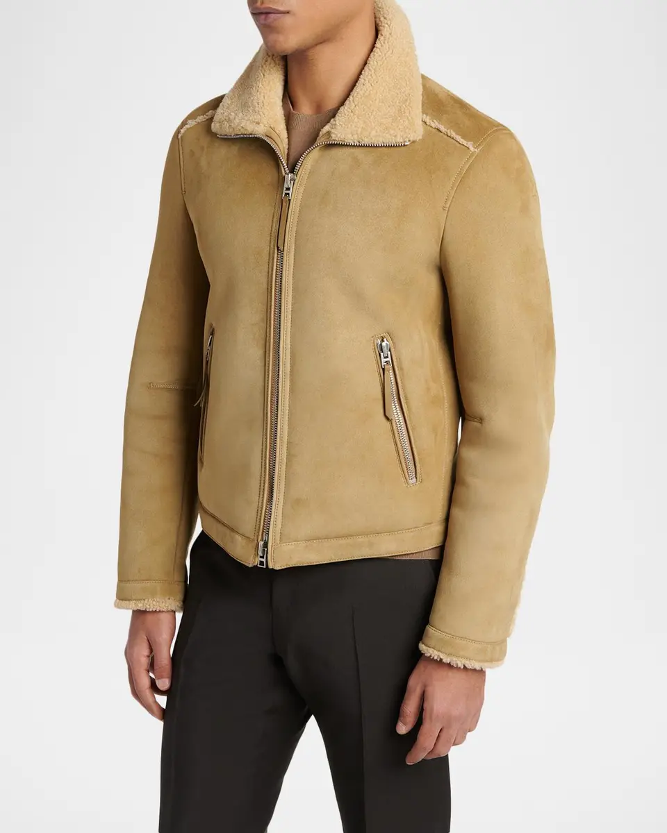 Tom Ford Men's Shearling-Trim Suede Jacket | Thumbnail 4 Tom Ford Men's Shearling-Trim Suede Jacket | Thumbnail 4