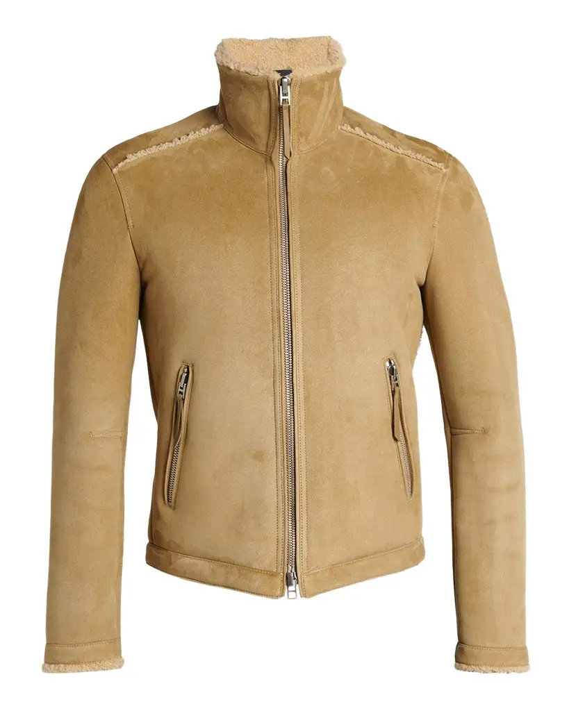 Tom Ford Men's Shearling-Trim Suede Jacket