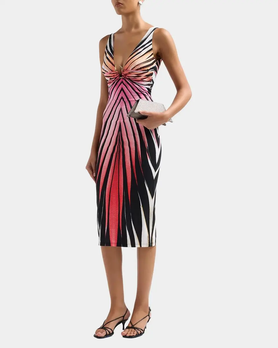 Roberto Cavalli Printed V-Neck Midi Dress | Thumbnail 4 Roberto Cavalli Printed V-Neck Midi Dress | Thumbnail 4