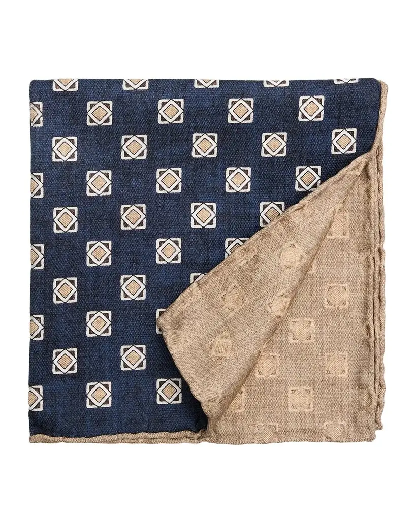Men's Medallion Double-Face Silk Pocket Square