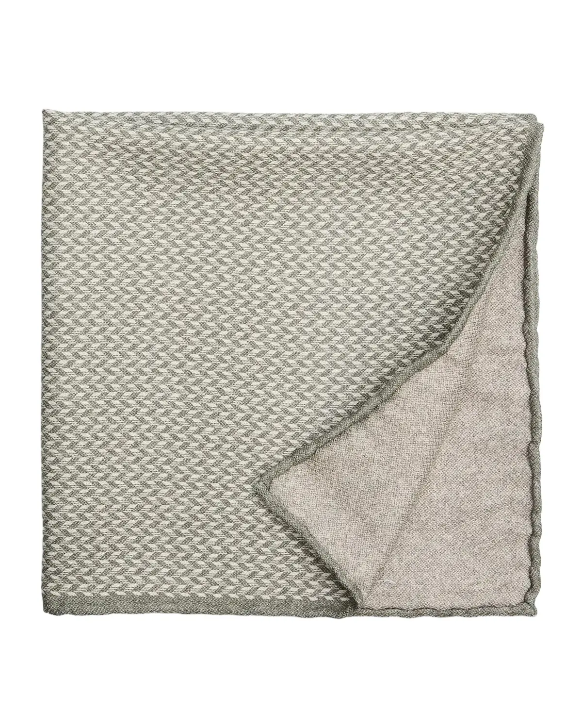 Brunello Cucinelli Men's Chevron Double-Face Silk Pocket Square