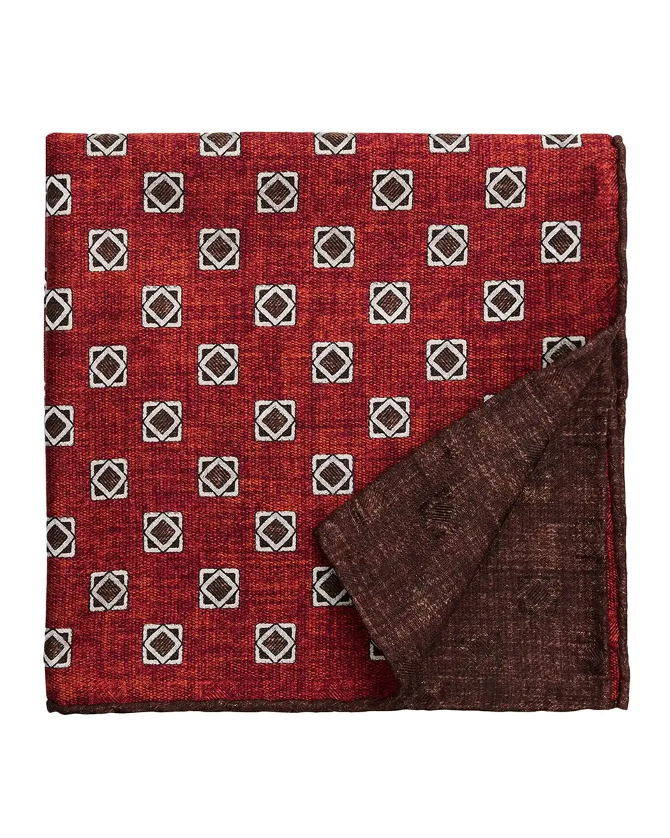 Brunello Cucinelli Men's Medallion Double-Face Silk Pocket Square | Thumbnail 2 Brunello Cucinelli Men's Medallion Double-Face Silk Pocket Square | Thumbnail 2