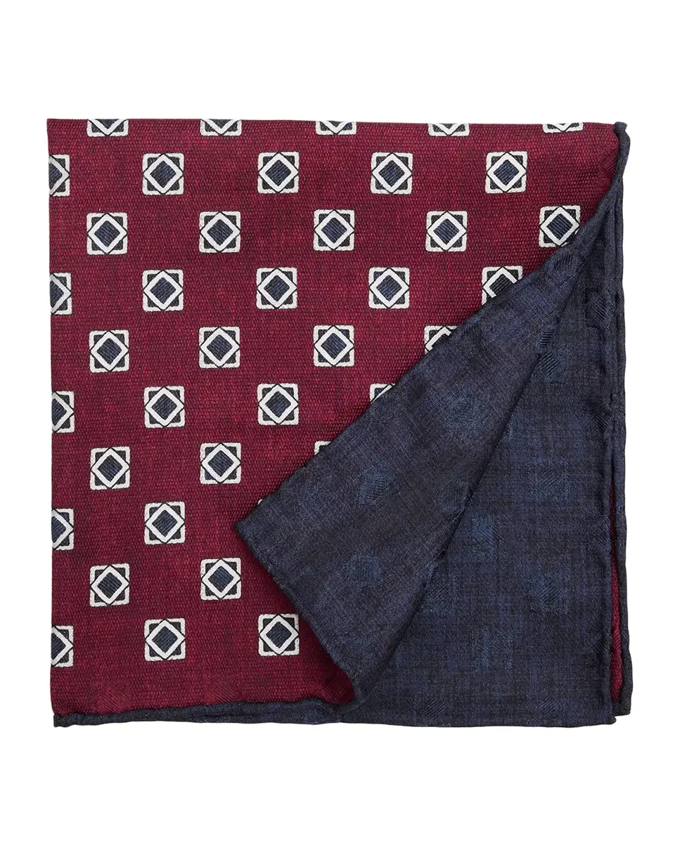 Brunello Cucinelli Men's Medallion Double-Face Silk Pocket Square | Thumbnail 2 Brunello Cucinelli Men's Medallion Double-Face Silk Pocket Square | Thumbnail 2