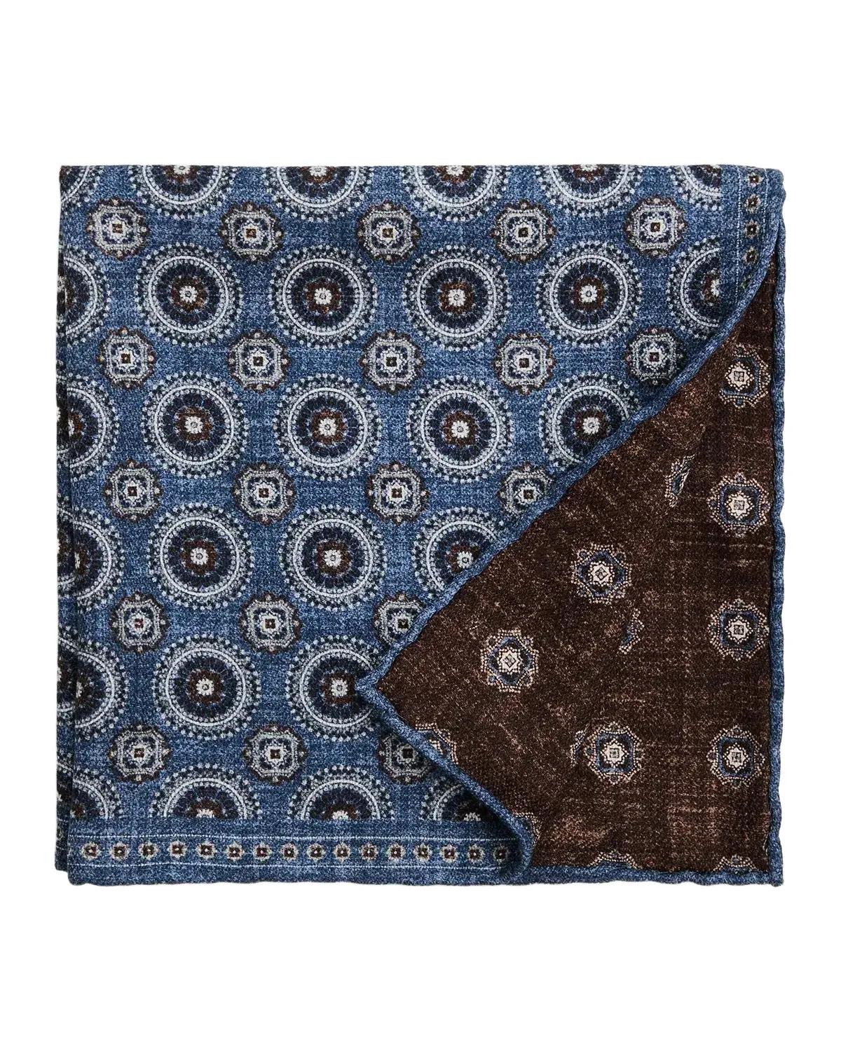 Brunello Cucinelli Men's Geometric Double-Circle Silk Pocket Square