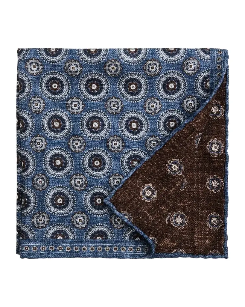 Men's Geometric Double-Circle Silk Pocket Square Men's Geometric Double-Circle Silk Pocket Square