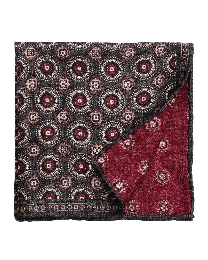 Men's Geometric Double-Circle Silk Pocket Square Men's Geometric Double-Circle Silk Pocket Square