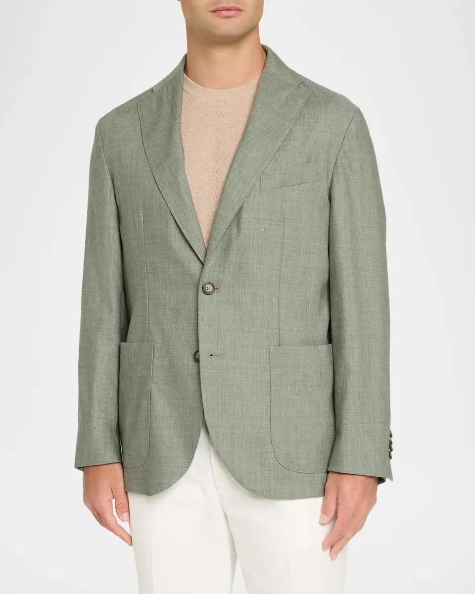 Eton Men's Linen and Wool Single-Breasted Sport Coat | Thumbnail 4 Eton Men's Linen and Wool Single-Breasted Sport Coat | Thumbnail 4