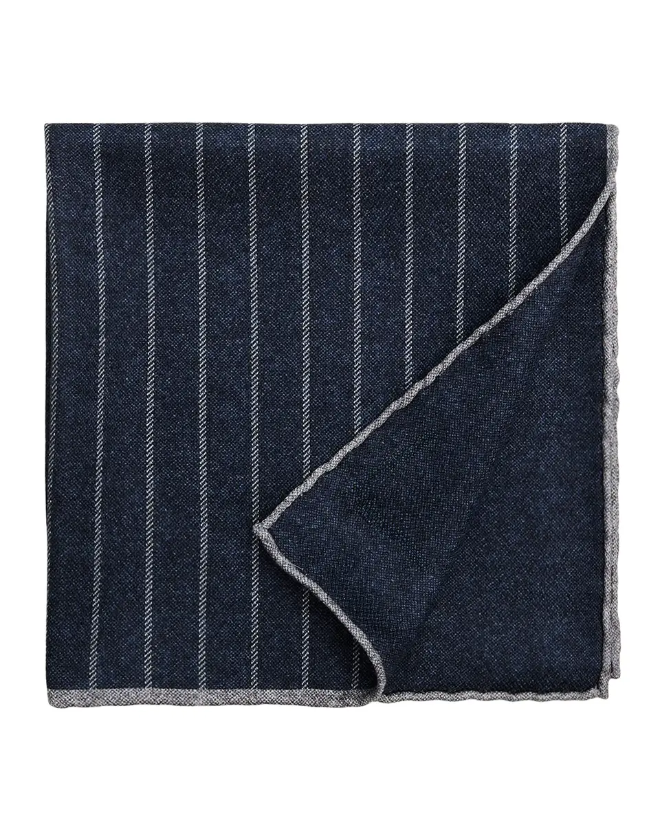 Brunello Cucinelli Men's Fine Stripe Double-Face Silk Pocket Square | Thumbnail 2 Brunello Cucinelli Men's Fine Stripe Double-Face Silk Pocket Square | Thumbnail 2