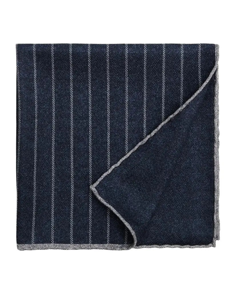 Men's Fine Stripe Double-Face Silk Pocket Square Men's Fine Stripe Double-Face Silk Pocket Square