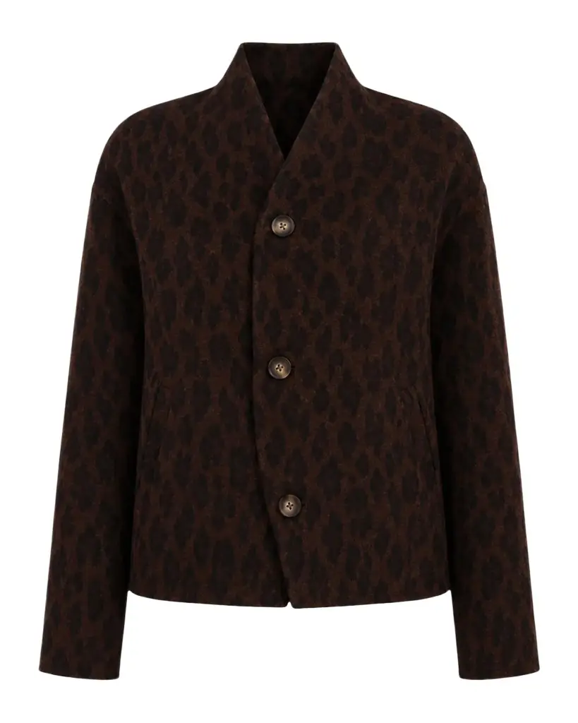 LAMARQUE Hania Double-Face Wool-Blend Leopard Jacket