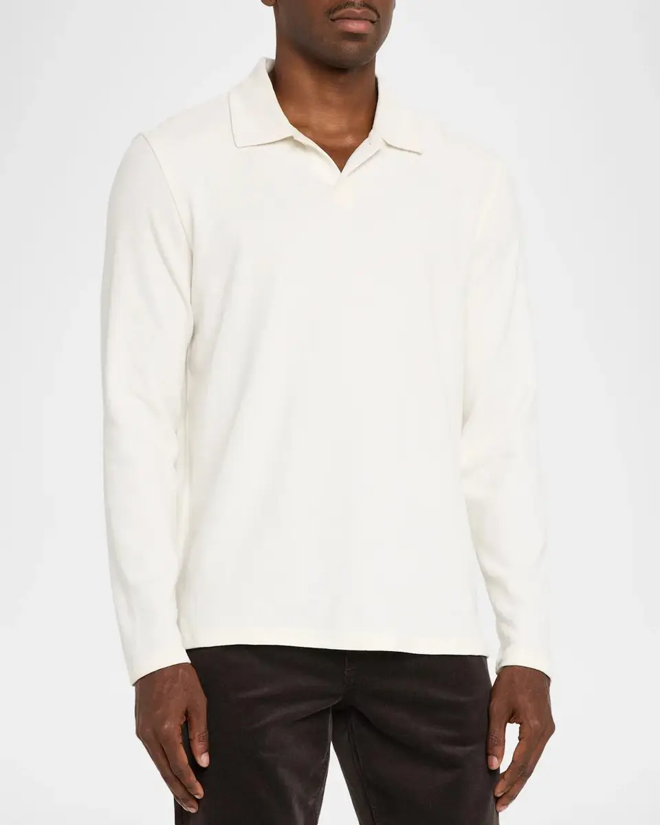 PAIGE Men's Hammond Sueded Jersey Long-Sleeve Polo Shirt | Thumbnail 4 PAIGE Men's Hammond Sueded Jersey Long-Sleeve Polo Shirt | Thumbnail 4