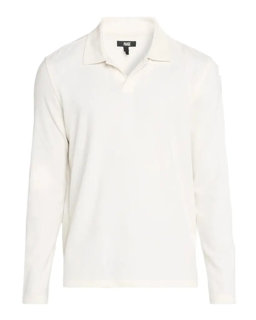 PAIGE Men's Hammond Sueded Jersey Long-Sleeve Polo Shirt