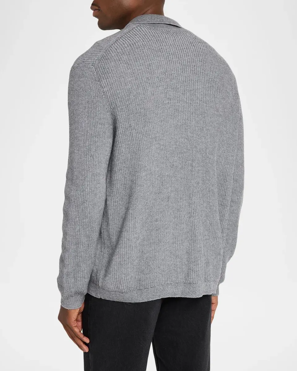 PAIGE Men's Spokane Plaited Wool and Cotton Cardigan | Thumbnail 3 PAIGE Men's Spokane Plaited Wool and Cotton Cardigan | Thumbnail 3