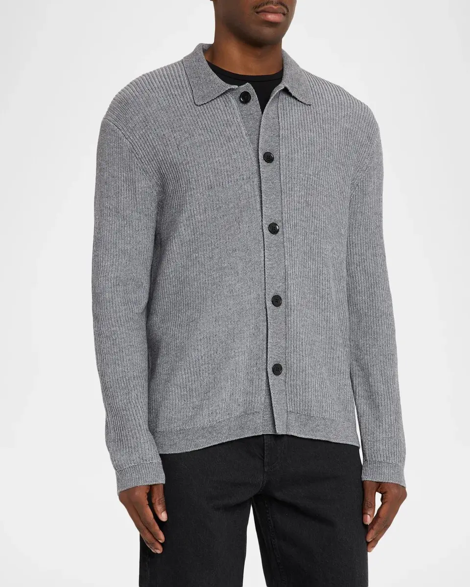 PAIGE Men's Spokane Plaited Wool and Cotton Cardigan | Thumbnail 4 PAIGE Men's Spokane Plaited Wool and Cotton Cardigan | Thumbnail 4