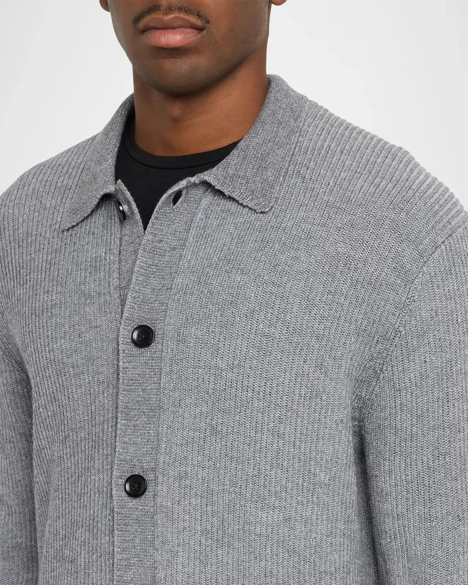 PAIGE Men's Spokane Plaited Wool and Cotton Cardigan | Thumbnail 5 PAIGE Men's Spokane Plaited Wool and Cotton Cardigan | Thumbnail 5