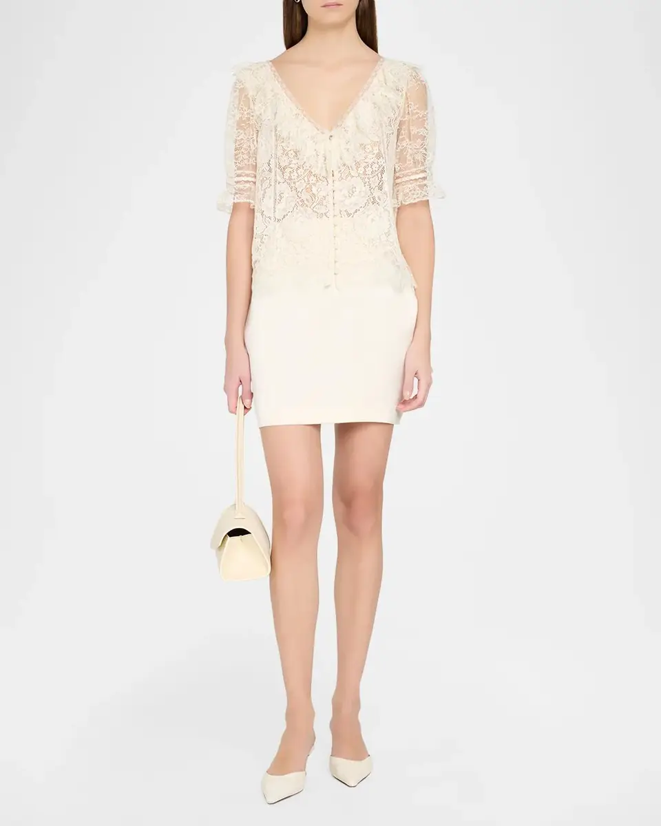 LoveShackFancy Kaylin Lace Button-Front Top | Thumbnail 2 LoveShackFancy Kaylin Lace Button-Front Top | Thumbnail 2