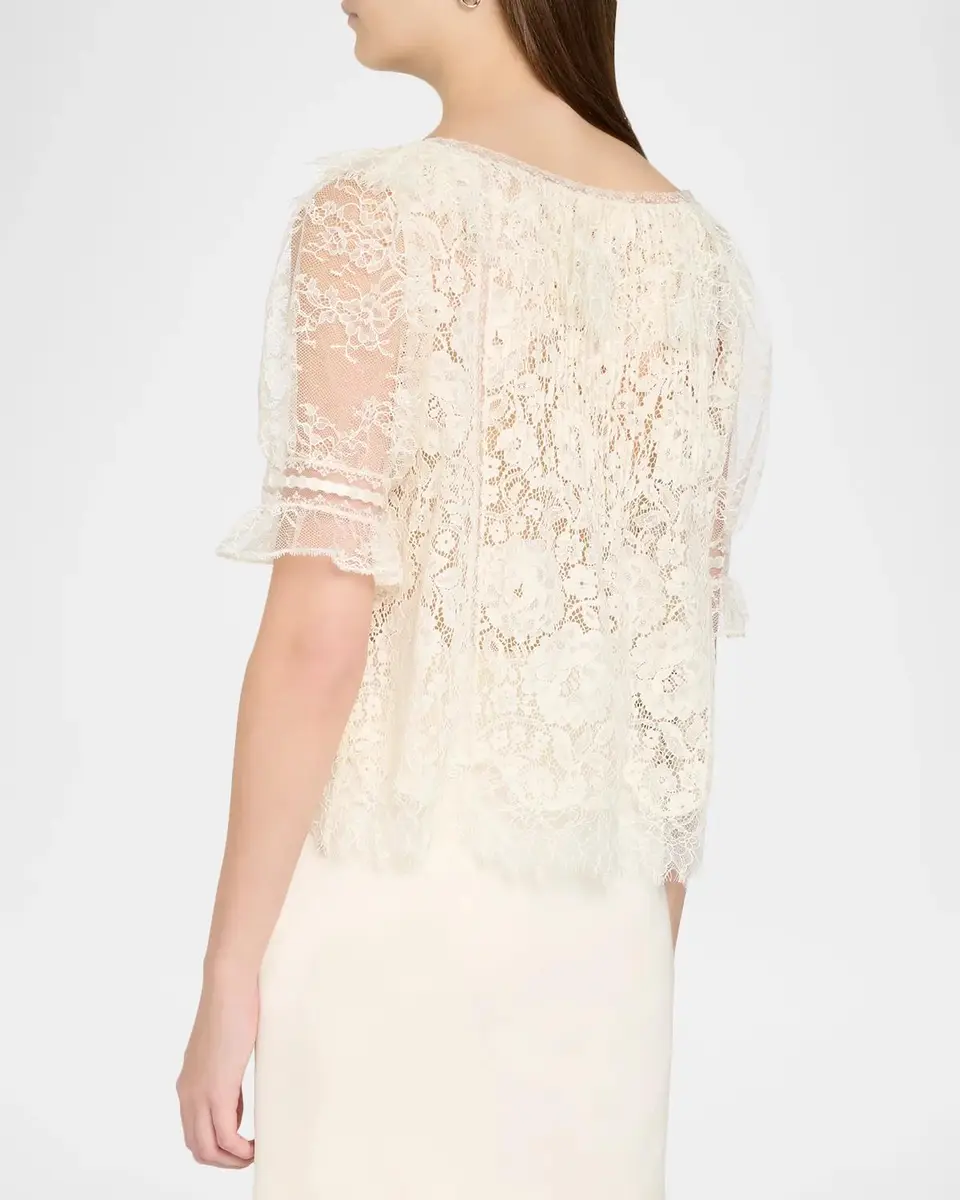 LoveShackFancy Kaylin Lace Button-Front Top | Thumbnail 3 LoveShackFancy Kaylin Lace Button-Front Top | Thumbnail 3