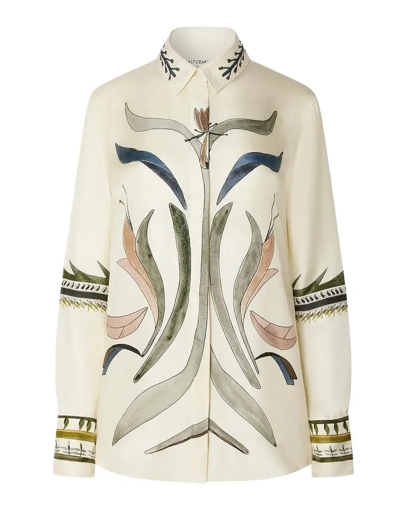 Altuzarra Chika Printed Silk Twill Button-Front Top