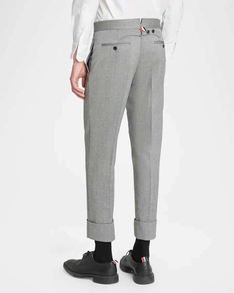 Thom Browne Men's Wool Herringbone Backstrap Trousers | Thumbnail 3 Thom Browne Men's Wool Herringbone Backstrap Trousers | Thumbnail 3